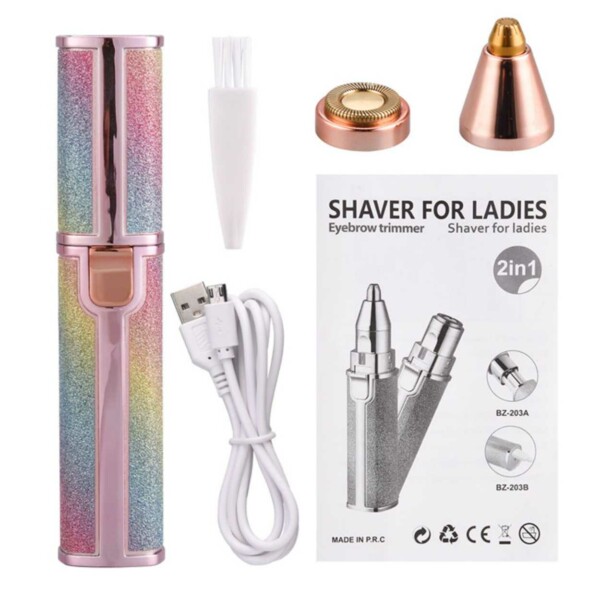 2-i-1 oppladbar epilator øyenbrynstrimmer