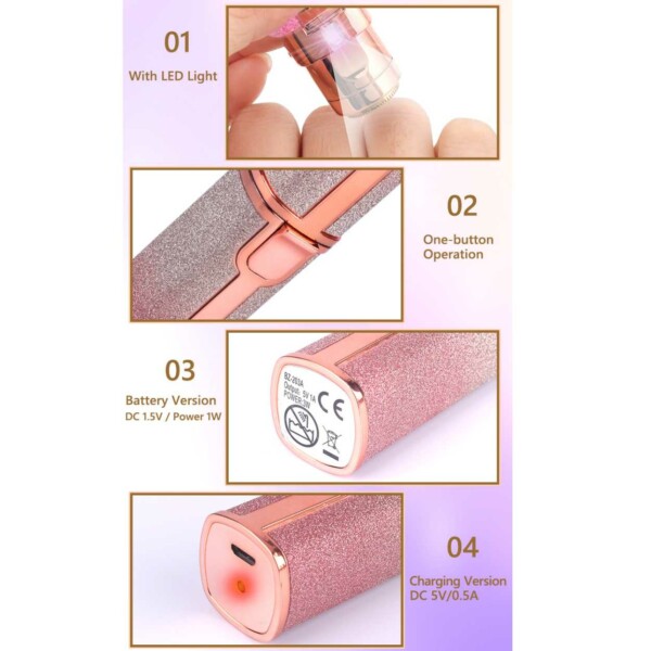 2-i-1 oppladbar epilator øyenbrynstrimmer