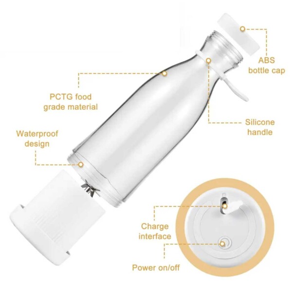 Portabel Mixer – Bärbar Uppladdningsbar Smoothie Blender Vit