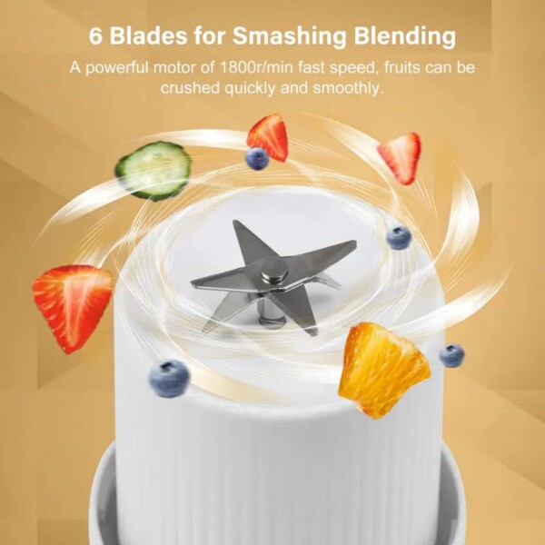 Portabel Mixer – Bärbar Uppladdningsbar Smoothie Blender Vit
