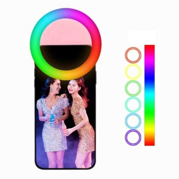 RBG Selfie Lampa Clip-On LED Ring Light för Mobiltelefon