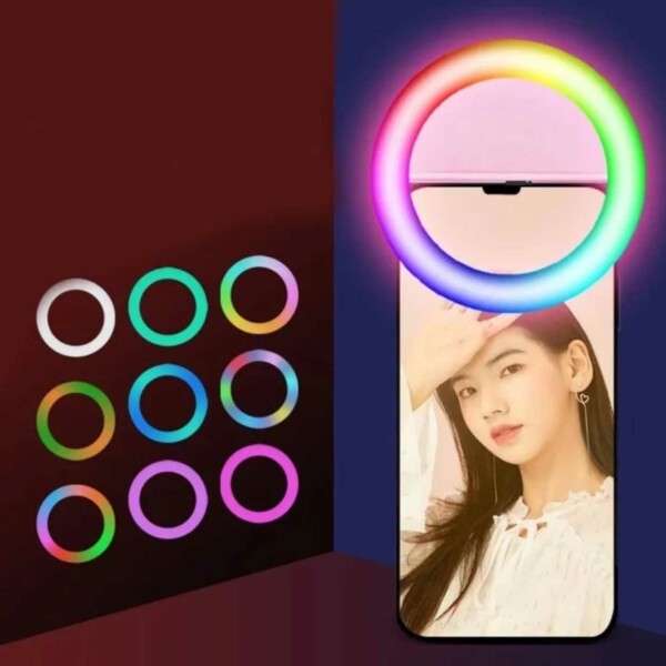 RBG Selfie Lampa Clip-On LED Ring Light för Mobiltelefon