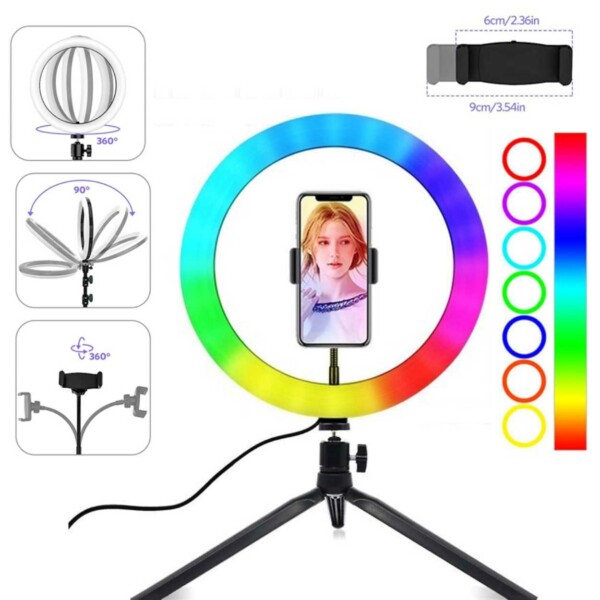 RBG Selfie Loof LED -rengasvalotila ja mobiilitarkistus