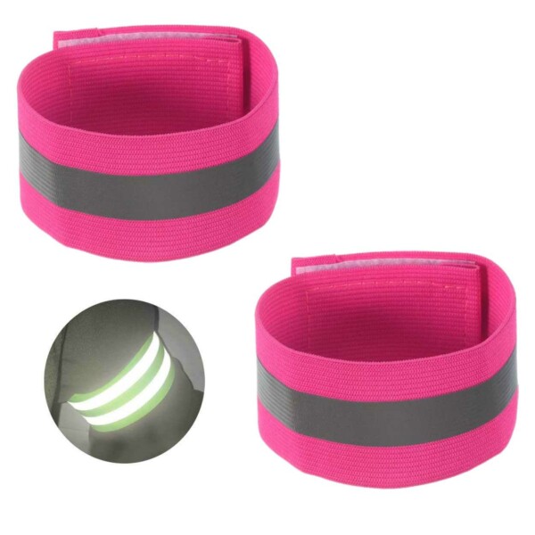 2-packrefleks armbåndsreflekser velcro pink