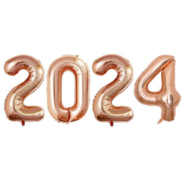 2024 Sifferballonger för Nyår 102cm STORA Roséguld