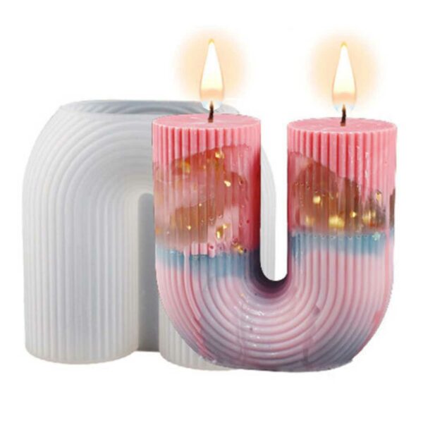 Silikon Ljusform DIY Stearinljus Ribbad U-Form
