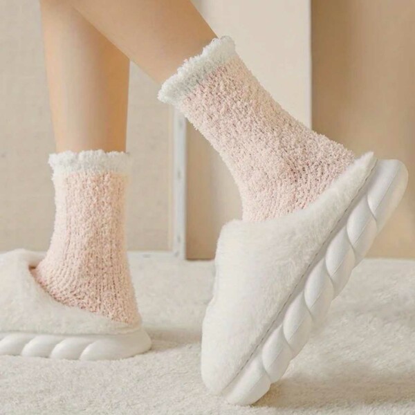 Lurviga Raggsockor – Plysch Varm Fleece Beige