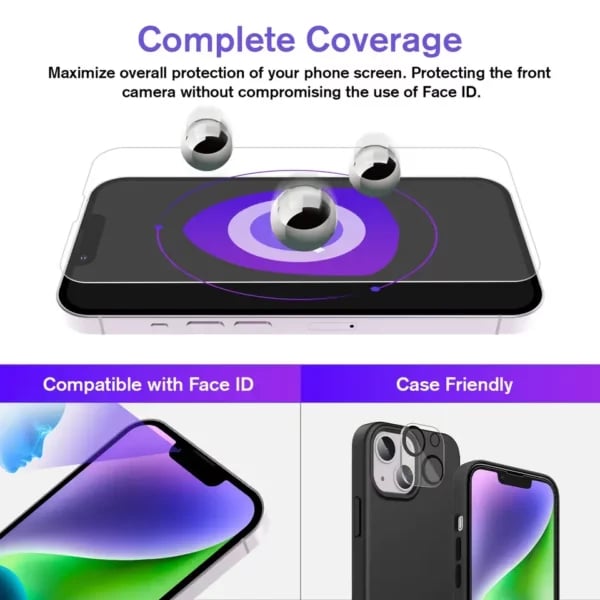 EZ Install iPhone 14 Pro Max Skjermbeskytter HD Herdet Glass