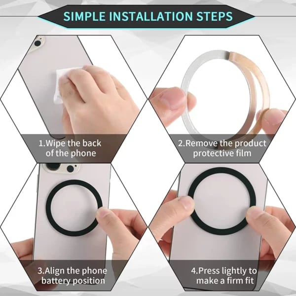 Selvheftende Magnetisk Adapter Magsafe Kompatibel Ring for Mobildeksel Hvit