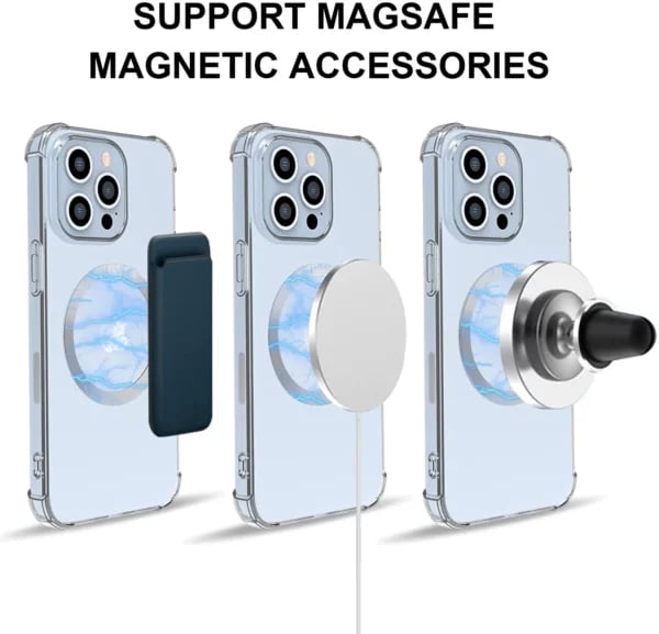 Selvheftende Magnetisk Adapter Magsafe Kompatibel Ring for Mobildeksel Hvit