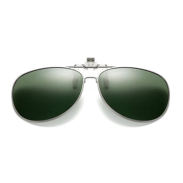 Flip Up Polarisoitu Pilot Clip-On aurinkolasit Metal Green