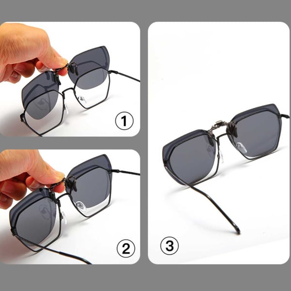 Flip-Up Clip-On solbriller metall blå fargetone