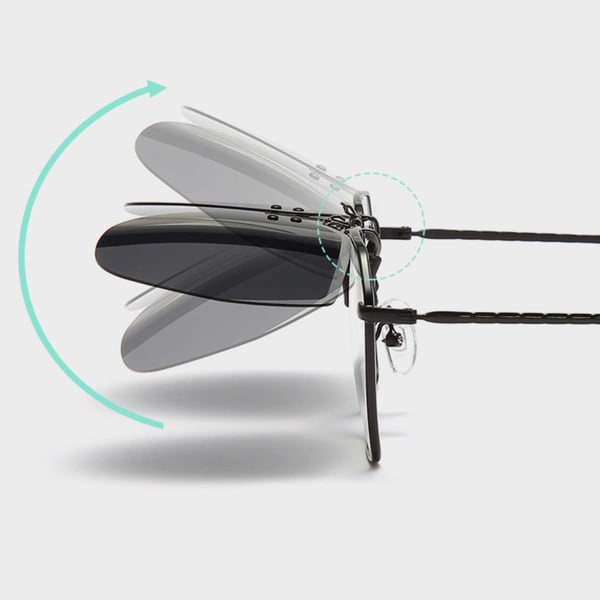 Flip-Up Clip-On solbriller metall blå fargetone