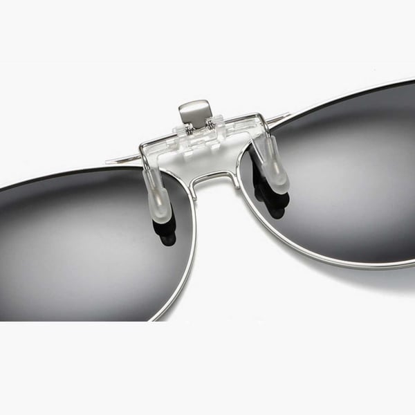 Flip Up Polarized Pilot Clip-On solbriller metallblå