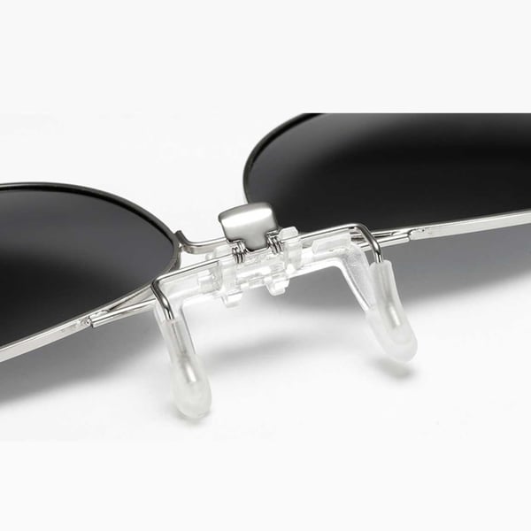 Flip Up Polarized Pilot Clip-On solbriller metallblå