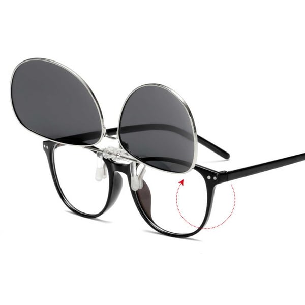 Flip Up Polarized Pilot Clip-On solbriller metallblå