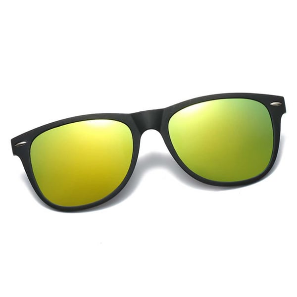 Polariserade Wayfarer Clip On Solglasögon Flip Up Guld Spegelglas