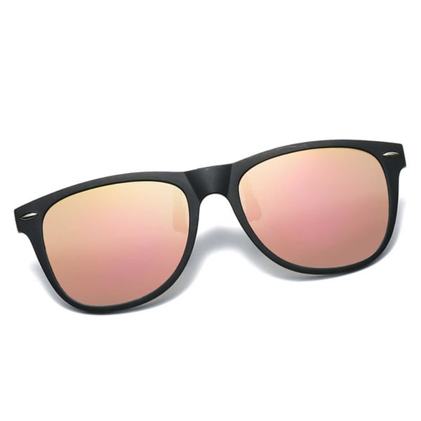 Polariserade Wayfarer Clip On Solglasögon Flip Up Rosa Spegelglas