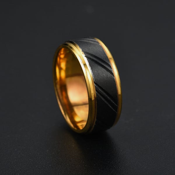 Elegant Ring Guld Svart | Välj Storlek |
