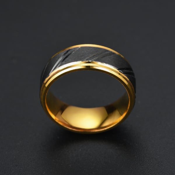 Elegant Ring Guld Svart | Välj Storlek |