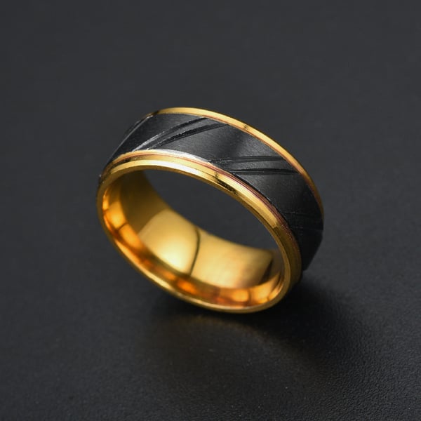 Elegant Ring Guld Svart | Välj Storlek |