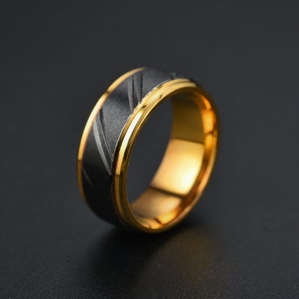 Elegant Ring Guld Svart | Välj Storlek |