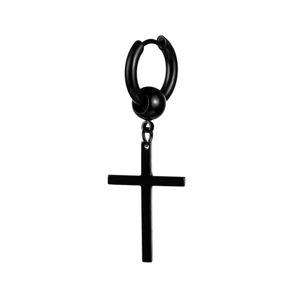 Piercing Örhänge Ring med Kors Svart