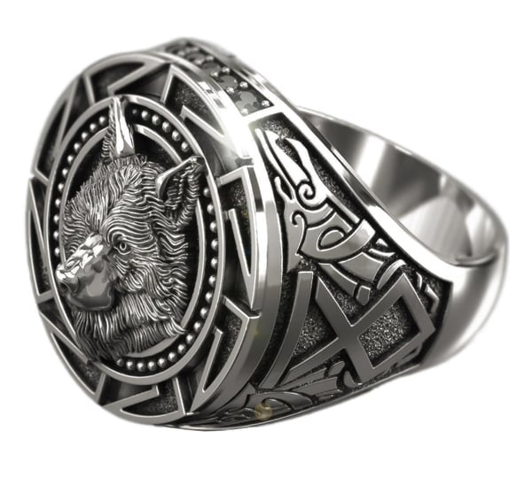 Ring med Wolf Viking Men | Vælg størrelse | Sølv