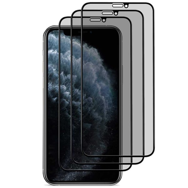 3-Pack iPhone 11 Pro Max Privacy Skärmskydd Heltäckande HD Härdat Glas