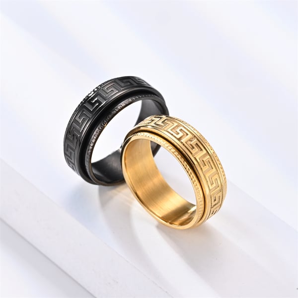 Elegant mønstret ring [Velg størrelse] Svart