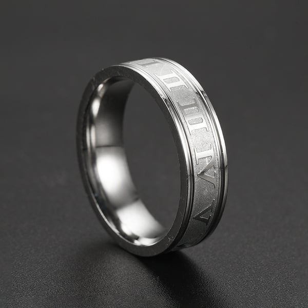 Smal Ring med Romerska Siffror [Välj Storlek] Silver
