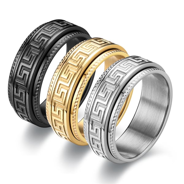 Elegant mønstret ring [Velg størrelse] Svart