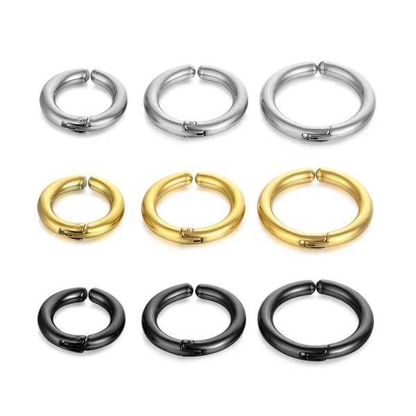 Fake Piercing Øredobber Uten Hull Tykk Ring Svart 12mm
