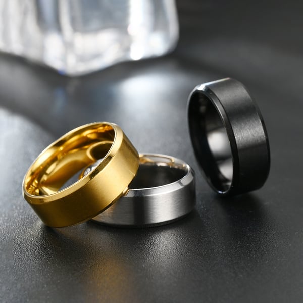 Børstet ring rustfritt stål | Velg størrelse | 8mm svart