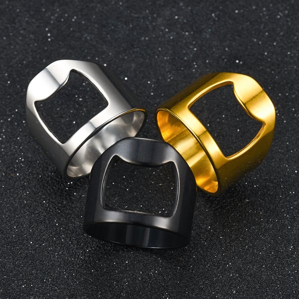 Ring med Cap Opener - Cap Opener Ring [Velg størrelse] Sølv