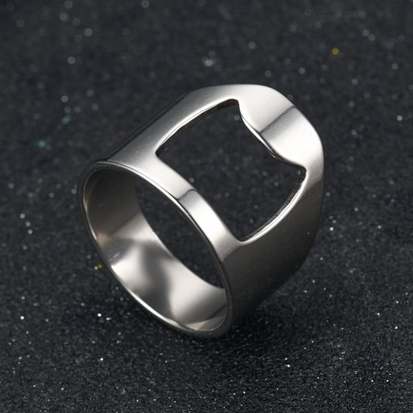 Ring med Cap Opener - Cap Opener Ring [Velg størrelse] Sølv