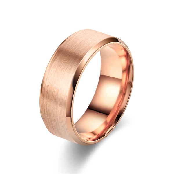 Børstet ring rustfritt stål | Velg størrelse | 8 mm rosa gull