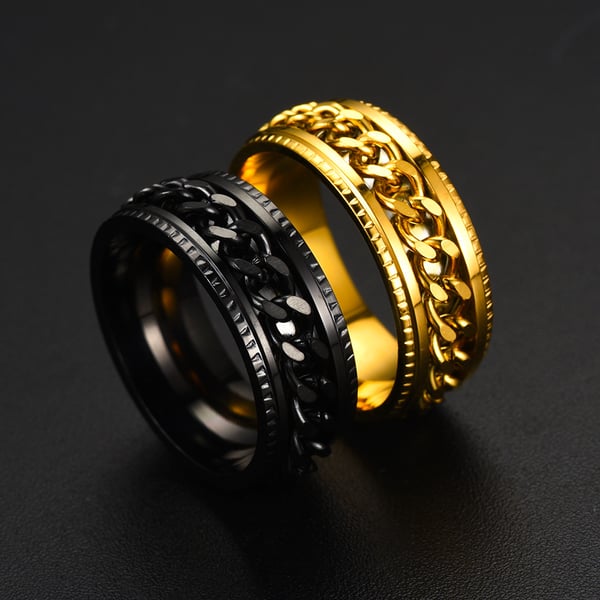 Ring med kjede 8 mm rustfritt stål [Velg størrelse] Svart