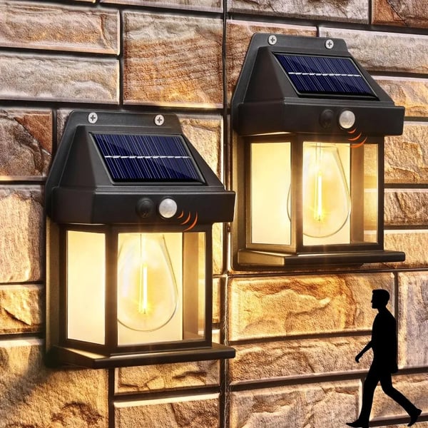 4-Pack Solcell Vägglampa med Rörelsesensor Svart