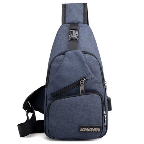 Blå Skuldertaske Herre - Cross Body Taske Med Powerbank Outlet