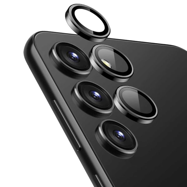 Samsung Galaxy S23/S23 Plus Kameraskydd Metall Härdat Glas Svart