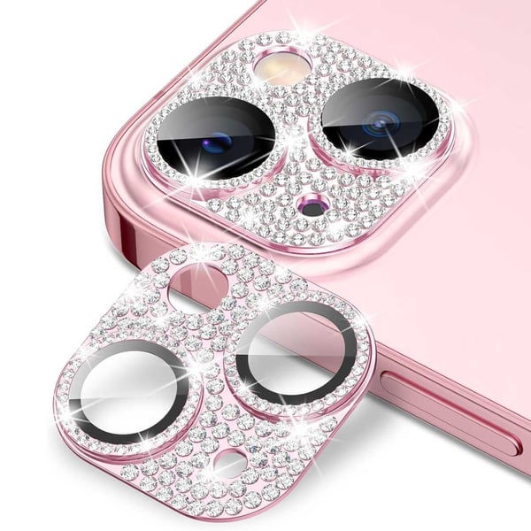 iPhone 13/13 Mini Kameraskydd Härdat Glas Bling Rosa