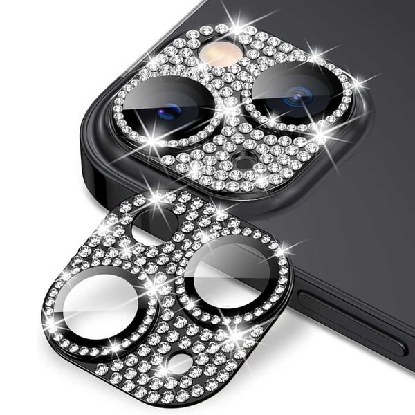 iPhone 15/15 Plus Kameraskydd Härdat Glas Bling Svart