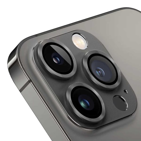 iPhone 15 Pro/15 Pro Max Kamerabeskyttelse Metal Hærdet glas Sort