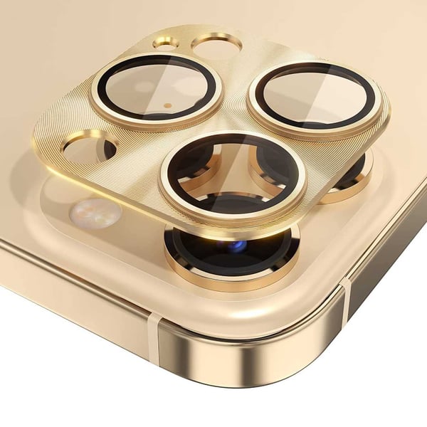 iPhone 14 Pro/14 Pro Max linsedeksel metall herdet glass gull iPhone 14 Pro/14 Pro Max linsedeksel metall herdet glass gull