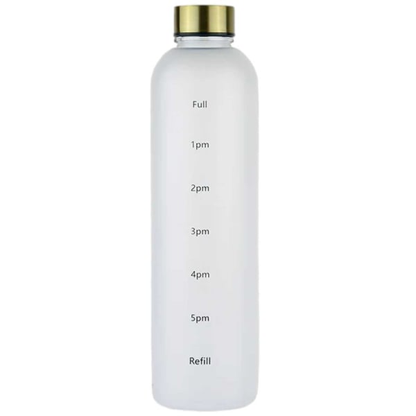 Minimalistisk Motivational Vattenflaska med Tidsmarkör 1000ml Vit