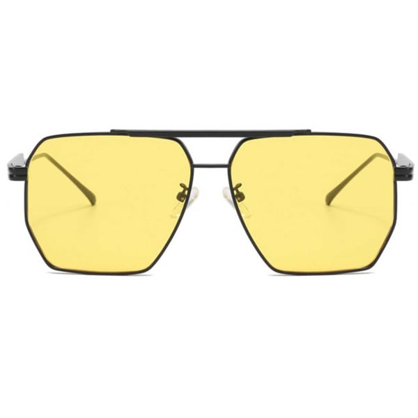 Moderne Pilot Aviator Solbriller Sort Gul Glas