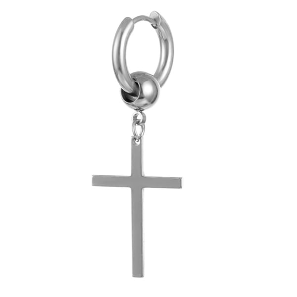 Piercing Örhänge Ring med Kors Silver