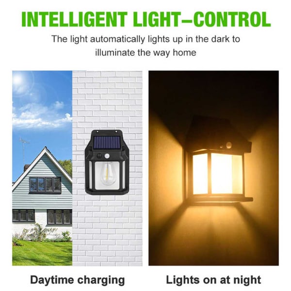 4-Pack Solcell Vägglampa med Rörelsesensor Svart