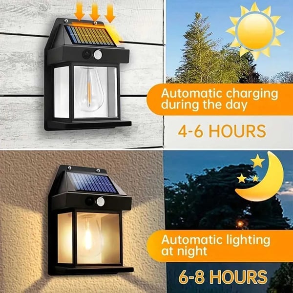 4-Pack Solcell Vägglampa med Rörelsesensor Svart